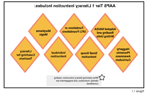 图表突出了AAPS一级识字教学的关键组成部分